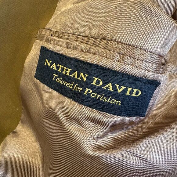 Nathan David 100% Cashmere Sports Coat Blazer Mens No Size Camel 2 Buttons Paris - Picture 11 of 12